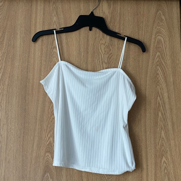 White Ribbed Crop Top - Picture 1 of 3